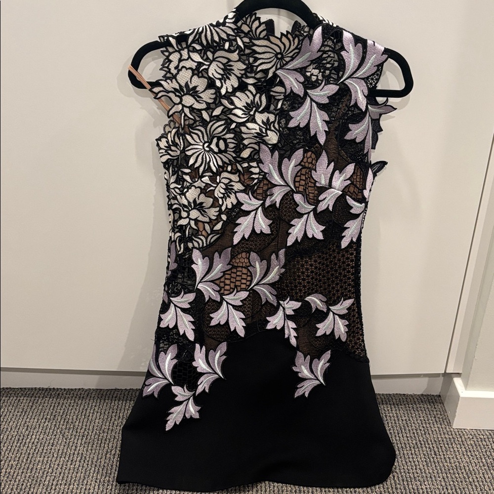 Self-Portrait Black and White Floral Lace Dress